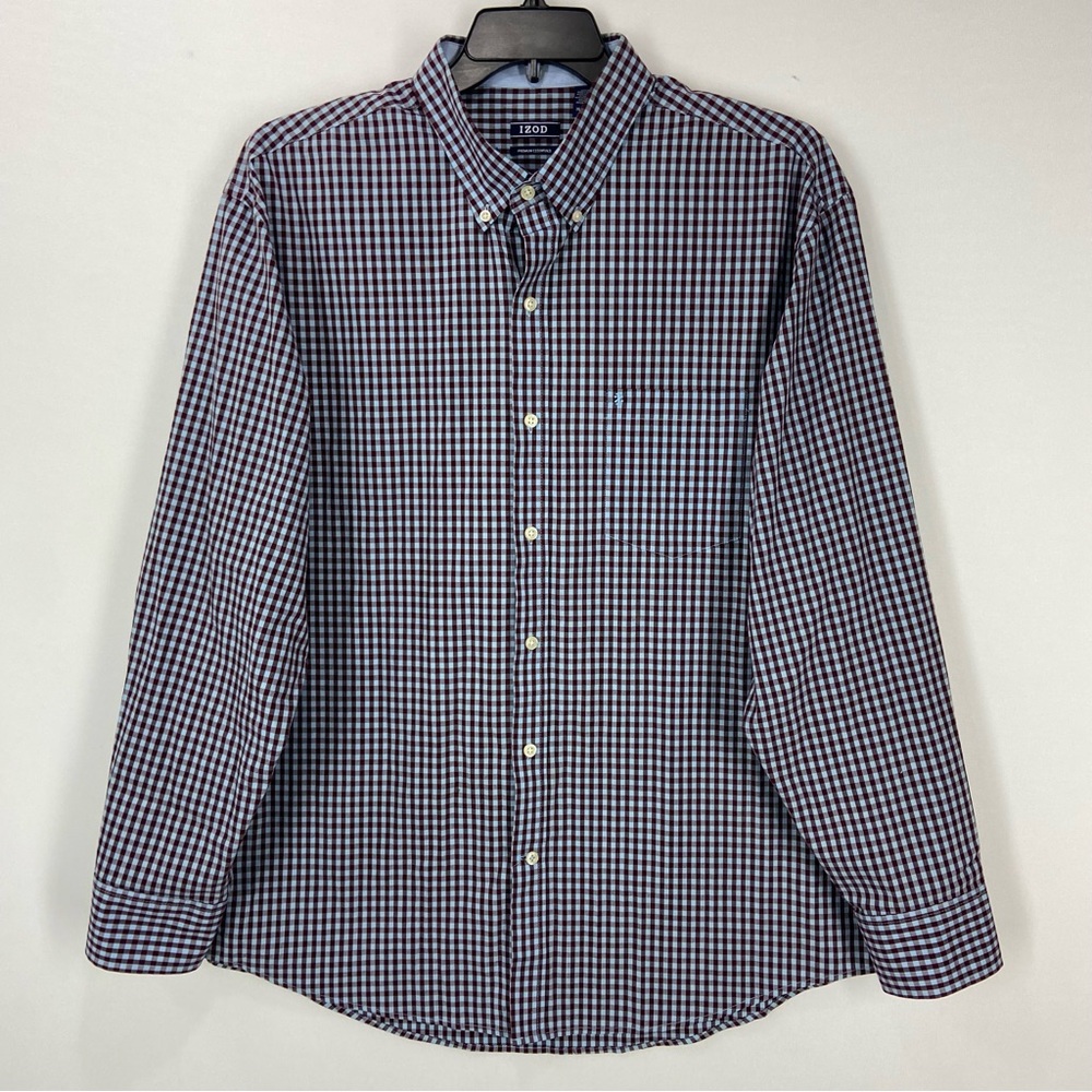 IZOD Premium Essentials Blue Casual Button Down Shirt Size XL/TG